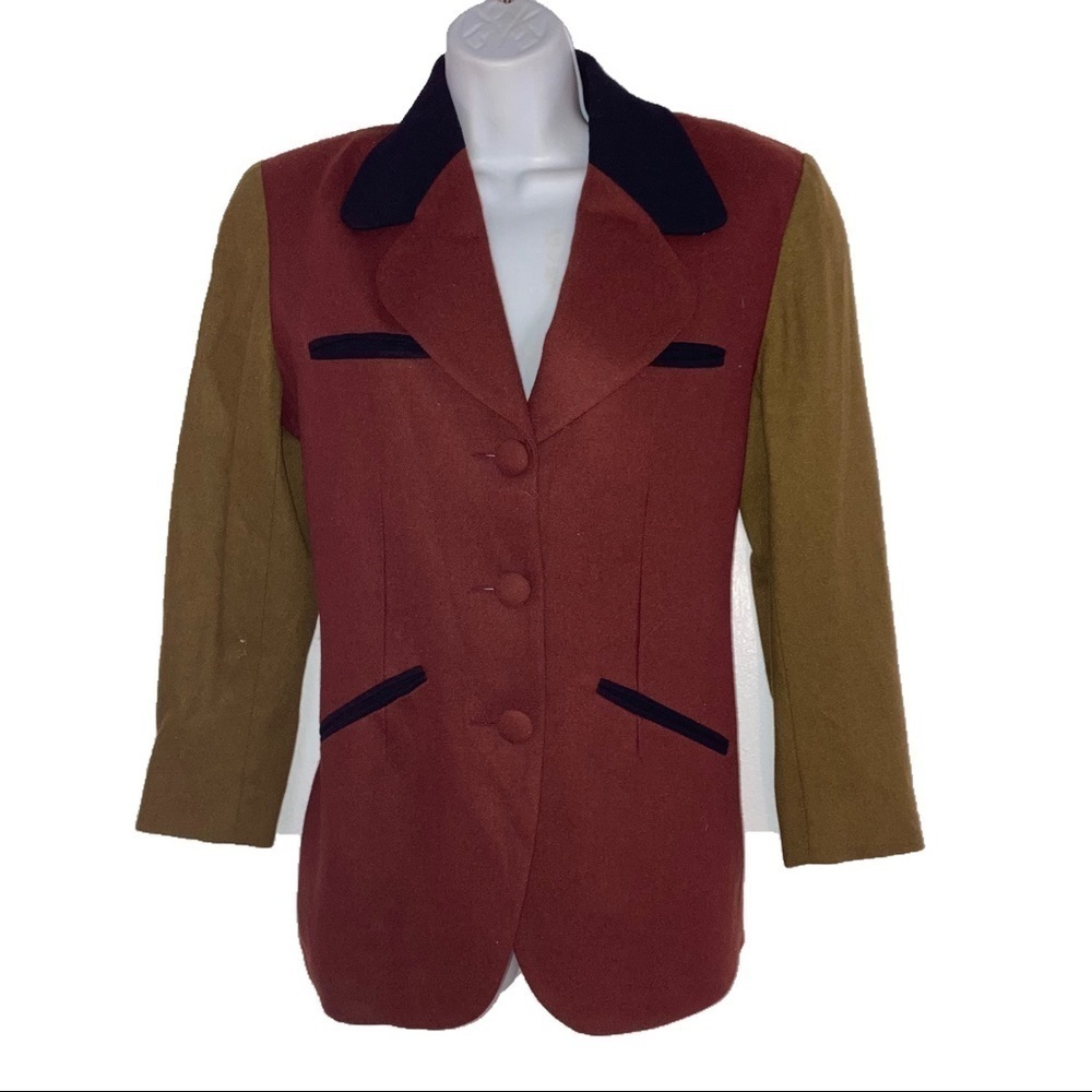 Vintage Express Wool Color Block Jacket Blazer XS
